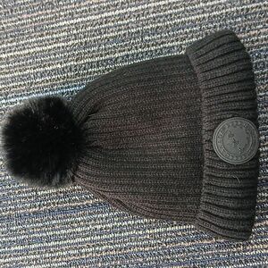 Canada Weather Gear Pom Pom Beanie Fleece Lined Black